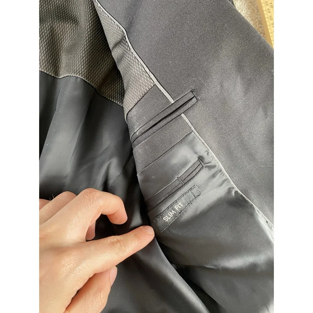 Jos A Bank Traveler Tech Blazer Black Men 40L Wool/Polyester Stretch Slim Preppy